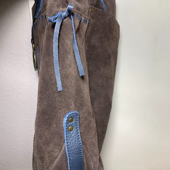 MUXO Brown Suede and Blue Leather Tote - Picture 5 of 15